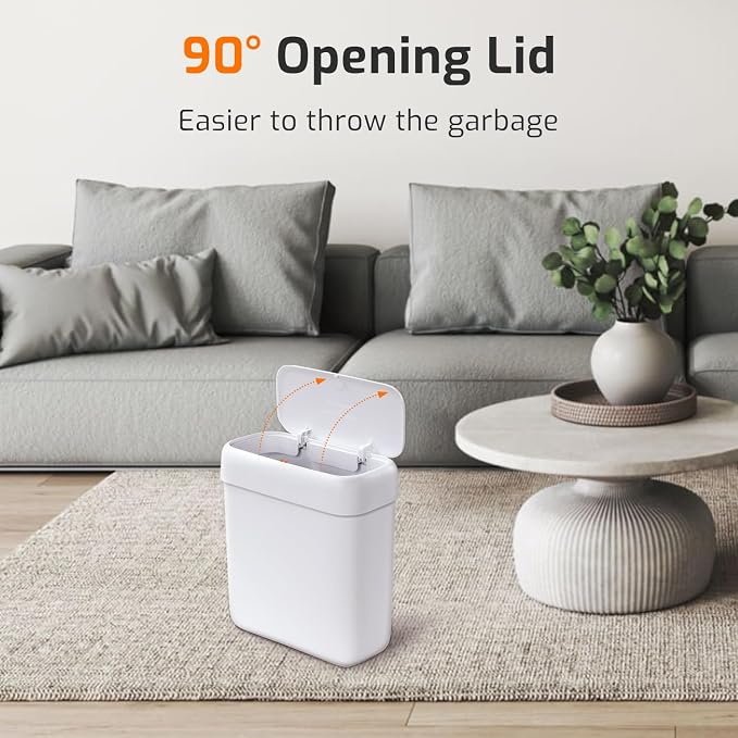 Small Bathroom Trash Can with Lid, 3.2 Gallon Garbage Can with Pop-Up Lid | - Image 6