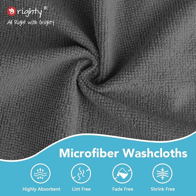 Orighty Washcloths Bulk, 200 Pack Microfiber Face Towels, 12x12 Inch Grey - Image 5