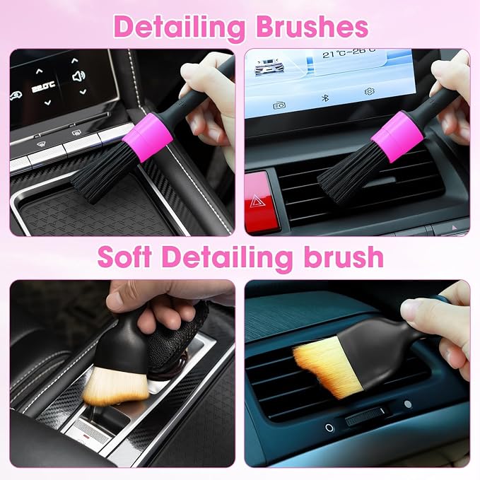 Pink Windshield Cleaner Tool, Car Interior Cleaning Kit - Image 6