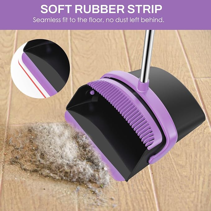 Broom and Dustpan Set for Home, 51-in Long Adjustable Handle Angle Broom and - Image 4