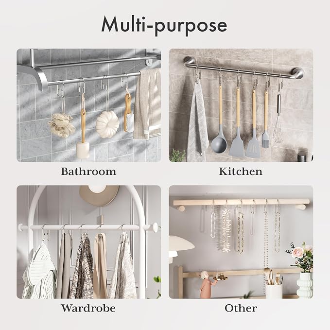 AmazerBath Shower Curtain Hooks, Nickel Shower Curtain Hooks Rust Proof - Image 8
