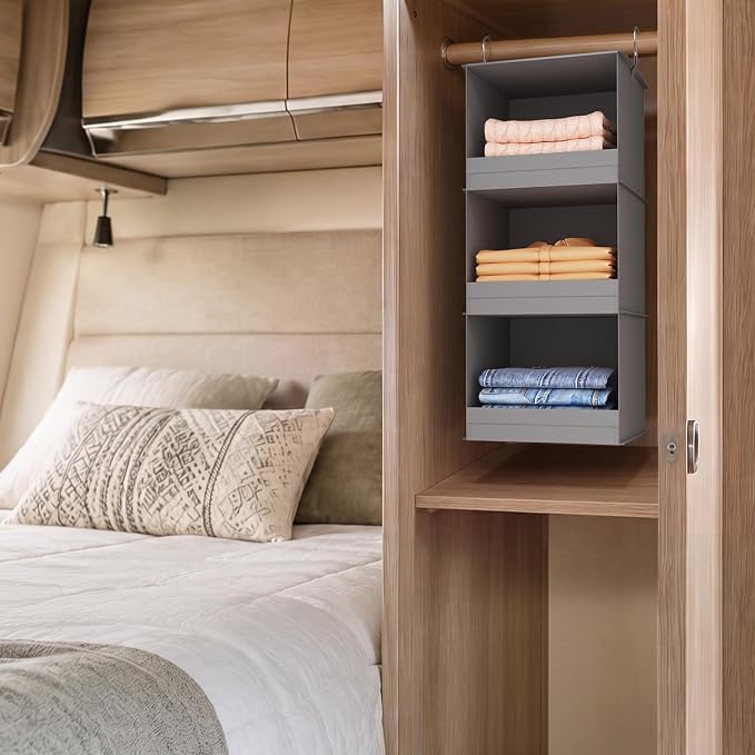 Lifewit RV Storage and Organization, Hanging Closet Shelves | 3 Shelf Front - Image 2