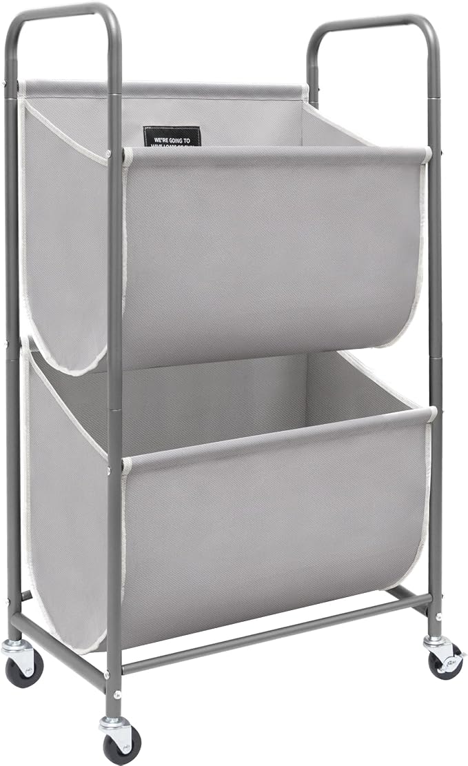 STORAGE MANIAC 80 Liters Vertical Rolling Laundry Hamper, 2 Section Laundry by STORAGEMANIAC