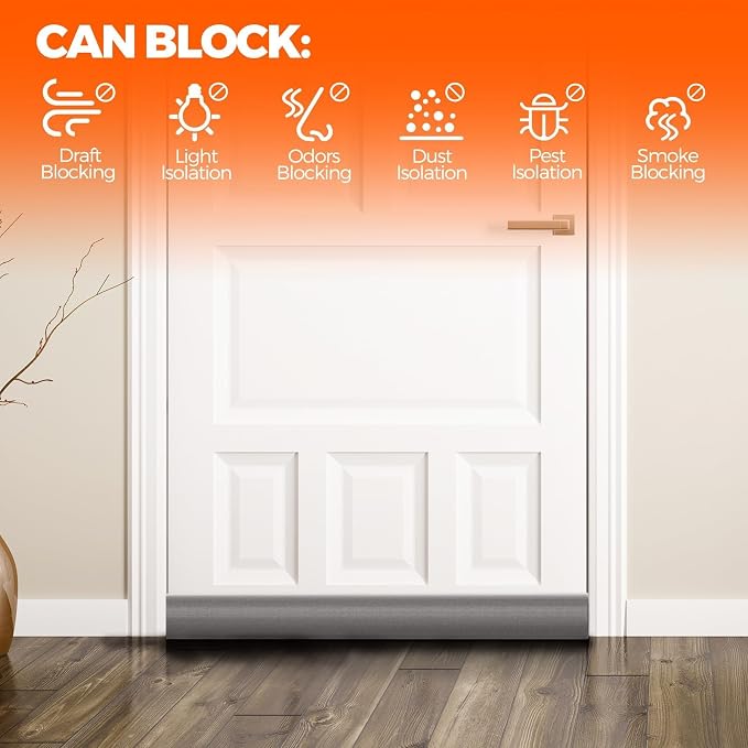 Holikme Door Draft Stopper Adjustable Door Sweeps, 32 Inch Dark Gray | Draft - Image 2