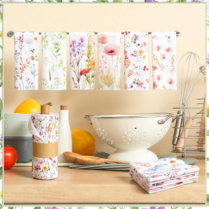 Reusable Kitchen Cloths Cotton Towel, 90 Pack, Wildflowers - Image 4