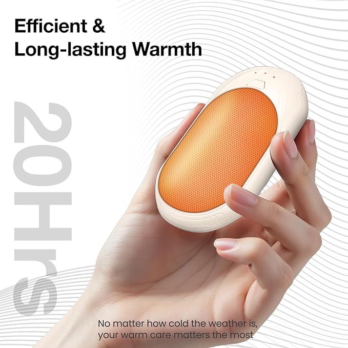 AI Hand Warmers Rechargeable 2 Pack, AI Smart Chips Electric Hand Warmers, 20Hrs Long Safe Heat, Portable Pocket Heater, Gifts for Christmas, Outdoor, Hunting, Golf, Camping Accessories