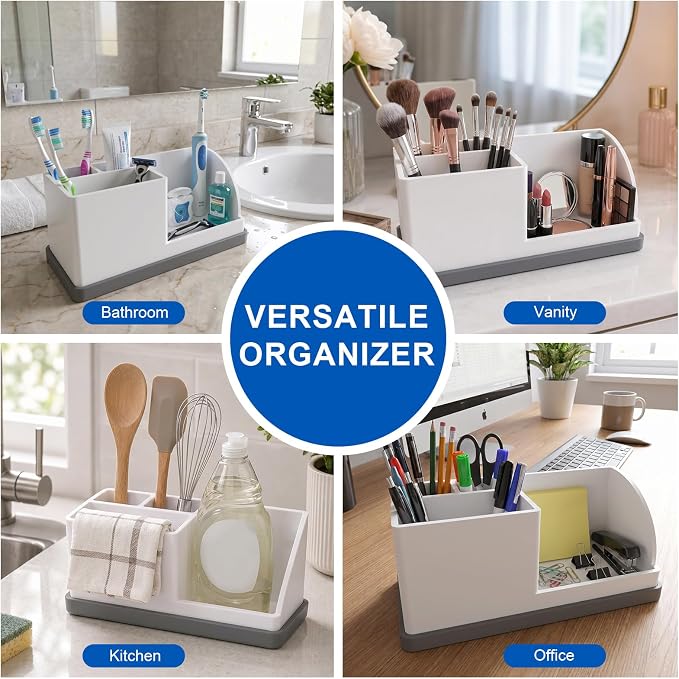 Bathroom Toothbrush Holders, 4 Slots Silicone Counter Organizer Storage - Image 4
