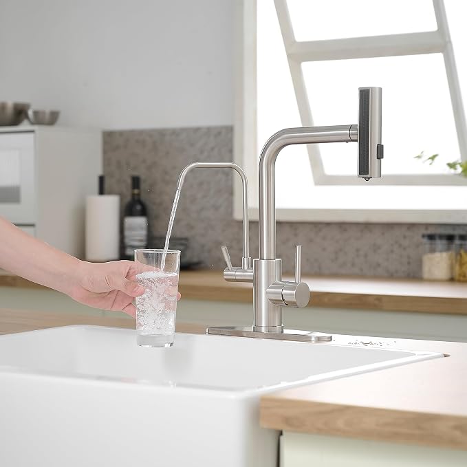 Kitchen Faucets with Water Filter and Pull Down Sprayer, Waterfall Kitchen Sink - Image 3