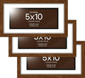 Homeforia 5x10 Business License Brown Frame, High End Dark Oak 5 x 10 Wood Document Certificate Frames with Mat 4x9, 5by10 Walnut Wooden Frames for Wall or Tabletop, Tempered Glass, Wall Kit, Set of 3