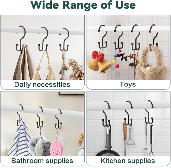 Shower Curtain Hooks, Shower Curtain Rings, Durable Rust Proof Black Shower - Image 7