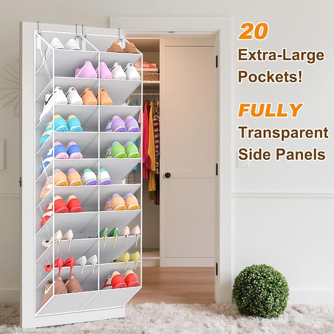 20-30 Pairs Over the Door Shoe Organizer, 10-Tier Door Shoes Rack, Handing - Image 3