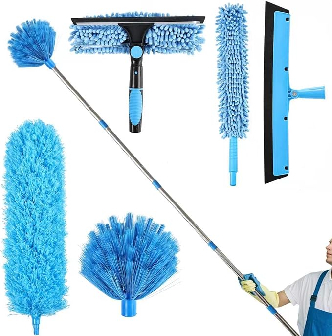High Reach Duster Kit with14 ft Extension Pole High Ceiling Dusting and Window by iHUFeather