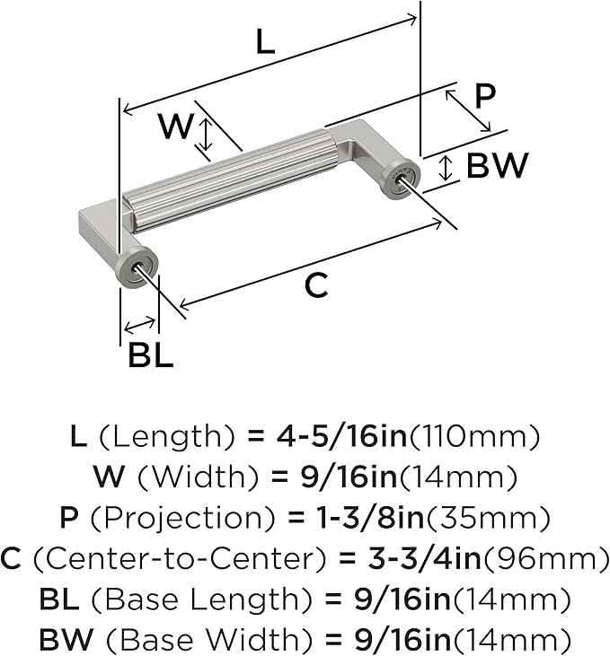 Amerock Ballard 3-3/4 inch (96mm) Center-to-Center Satin Nickel Cabinet Pull, BP37643G10