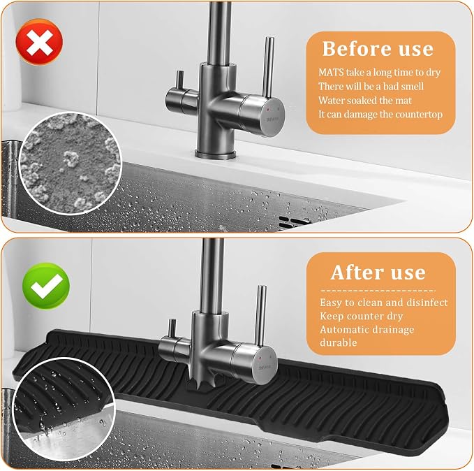30 Inch Sink Splash Guard, Longer Silicone Sink Mat - Image 5