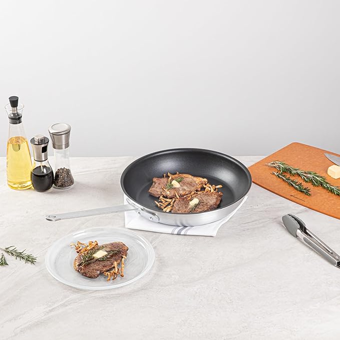 Restaurantware-Met Lux 14 Inch Fry Pans, Set Of 6 No-Stick Frying Pans - Induction-Ready, Triple-Riveted, Black Aluminum Cooking Skillets, Durable, For Searing, Sautéing, And Browning Food
