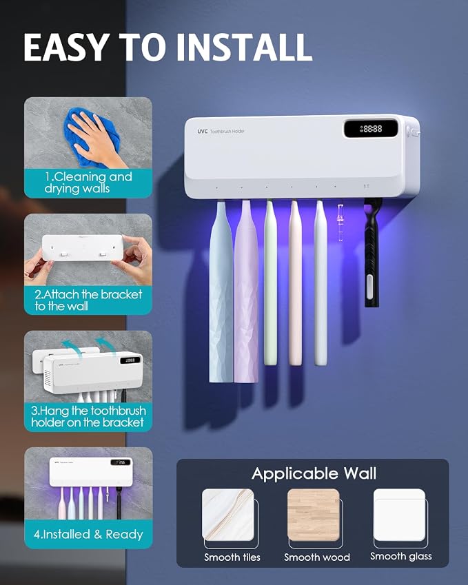 UV Toothbrush Cleaner Holder, Temracha Toothbrush Holders - Image 7