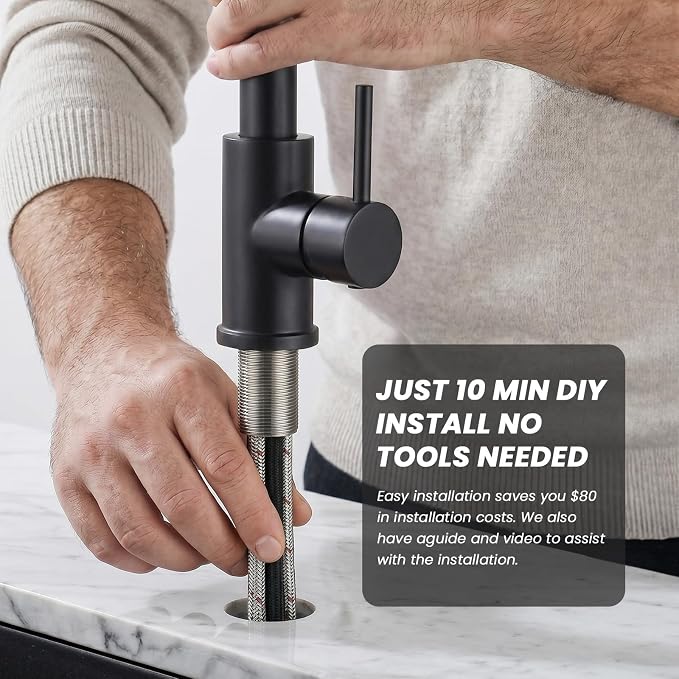 Kitchen Faucet with Pull Down sparyer, Leak Proof, Matte Black | 304 Stainless - Image 4