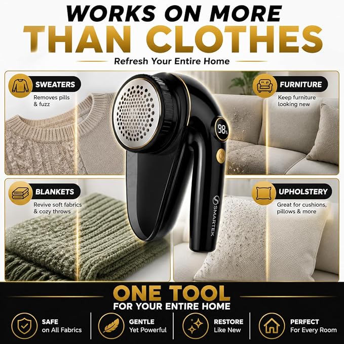 Smartek Fabric Shaver Fuzz Remover, Electric Lint Remover - Image 5