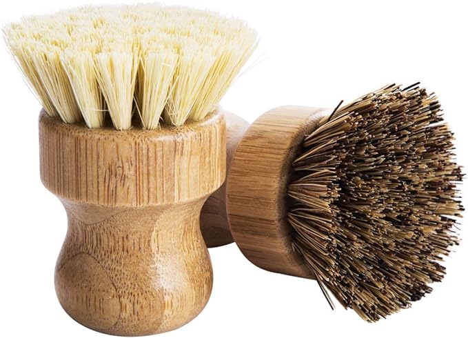 Palm Pot Brush- Bamboo Round 6 Packs Mini Dish Brush Natural Scrub Brush - Image 6