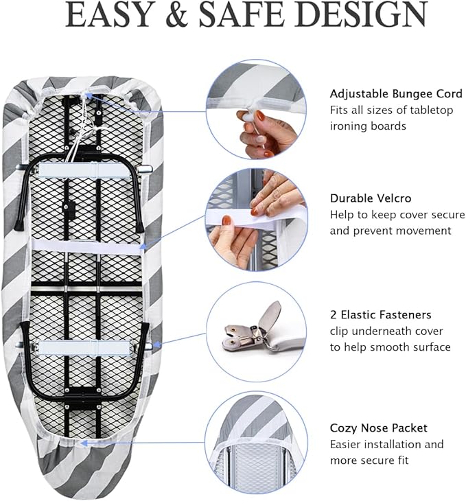 SheeChung 12.5"x32" Small Ironing Board Cover and Pad, Extra Thick Padding - Image 4