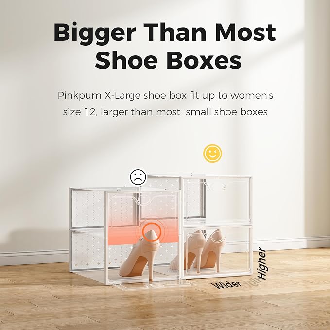 Pinkpum 12 Pack X-Large Shoe Storage Boxes, Shoe Organizer Clear Stackable - Image 5