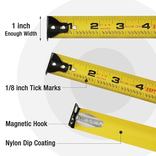 WORKPRO 25FT Tape Measure, 1/8 Fractions Easy Read Measuring Tape - Image 5