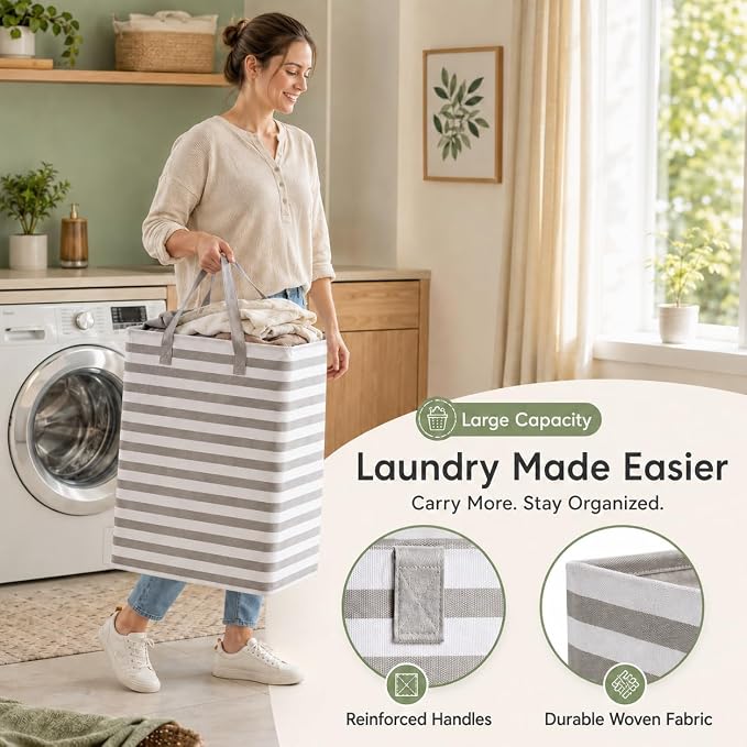 BOOMIBOO 2-Pack Large Laundry Basket, Waterproof Freestanding Laundry Hamper - Image 4