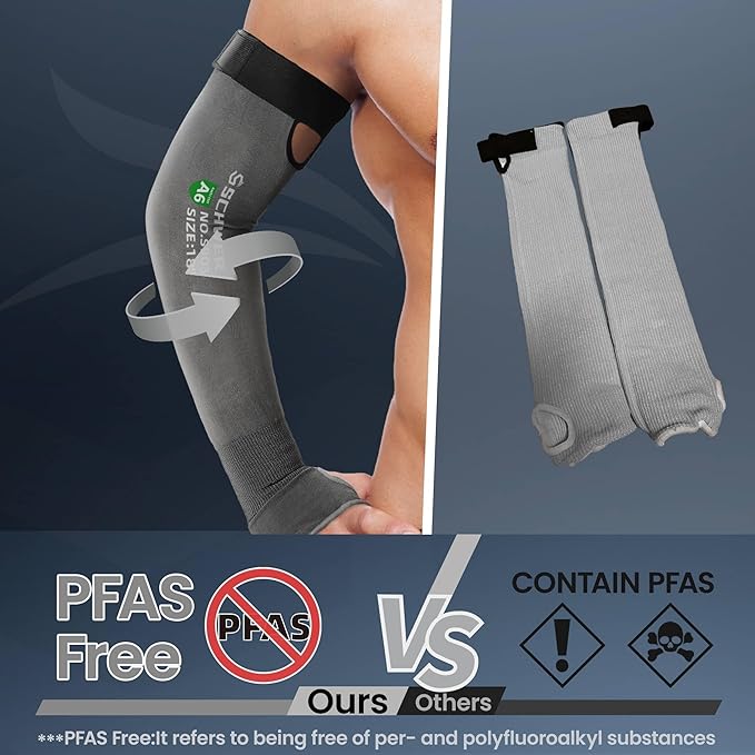 Schwer AIR-SKIN ANSI A6 Cut Resistant Arm Sleeves for Men & Women, Arm Protectors for High Risk Work, Gardening Sleeves, 100 Pairs, Dark Grey, 18 IN