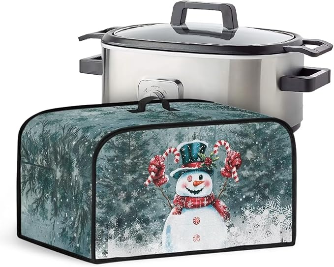 Cute Snowman Slow Cooker Cover 6-8 Qt Flower Bush Slow Cooker Bag Crock Pot Cover Keep Appliance Clean Kitchen Tool Kitchen Small Appliance Dust Covers Decor