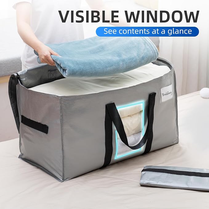 TAILI 2 Pack Silver Extra Large Moving Bags, Storage Bag - Image 3