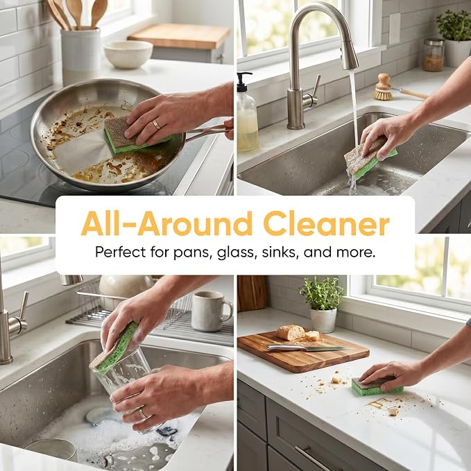 Superio Non-Scratch Cellulose Sponge Scrub Heavy Duty Kitchen Sponges Scrubbers - Image 8