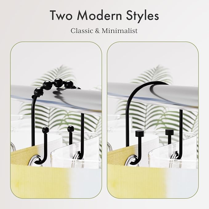 AmazerBath Shower Curtain Hooks, Metal Shower Curtain Hooks Rings, Double - Image 5