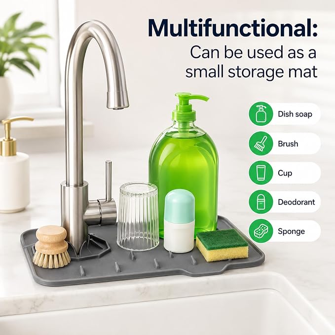 Faucet Draining Mat, Silicone Faucet Mat - Image 3