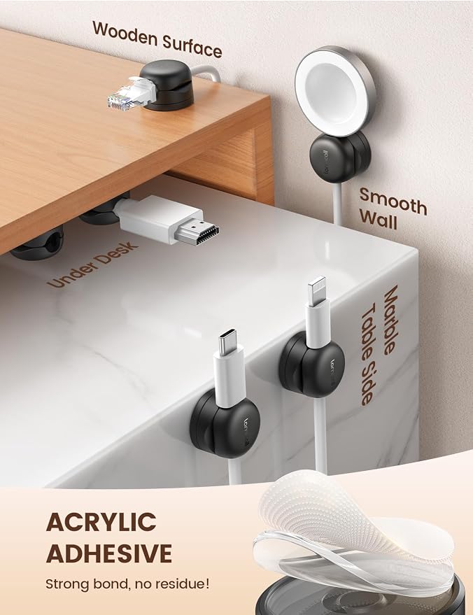 Lamicall 12Pack Rotating Cord Organizer, Desk Office Nightstand Accessories | - Image 4