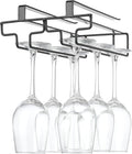 Wine Glass Rack Under Cabinet Drilling Free No Screw Steamware Holder Under Shelf Metal Wine Glasses Holders 304 Stainless Steel Hanger Storage Organizer Hanging Glass Fit for Bar Kitchen 2 Rows Black