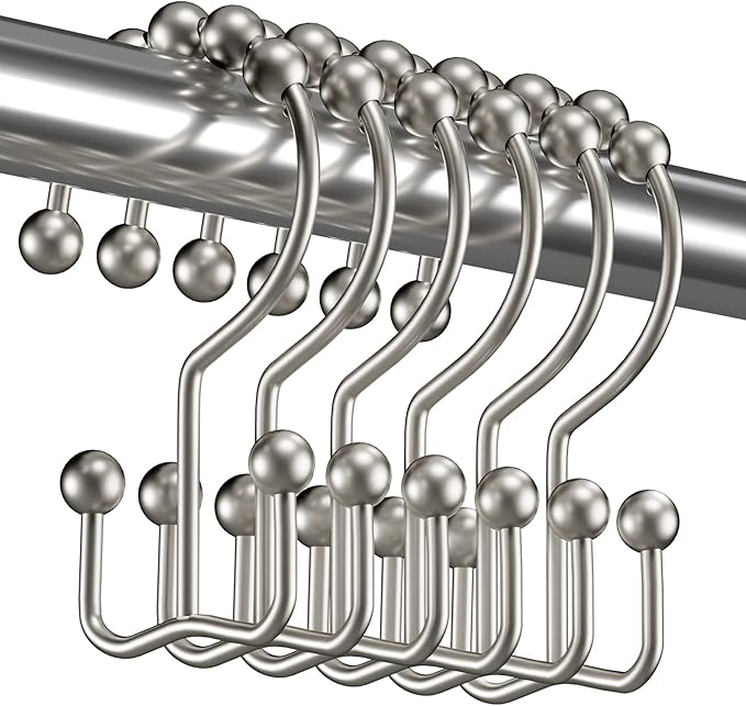 Titanker Shower Curtain Hooks Rings, Rust-Resistant Metal Double Glide Shower by Titanker