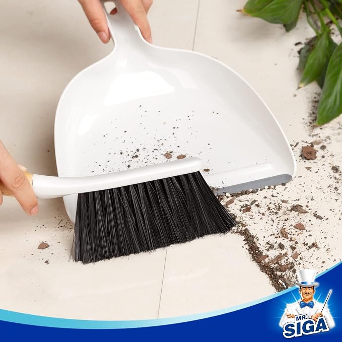 MR.SIGA Dustpan and Brush Set, Bamboo Handle, 1 Set | Handheld brush and - Image 8