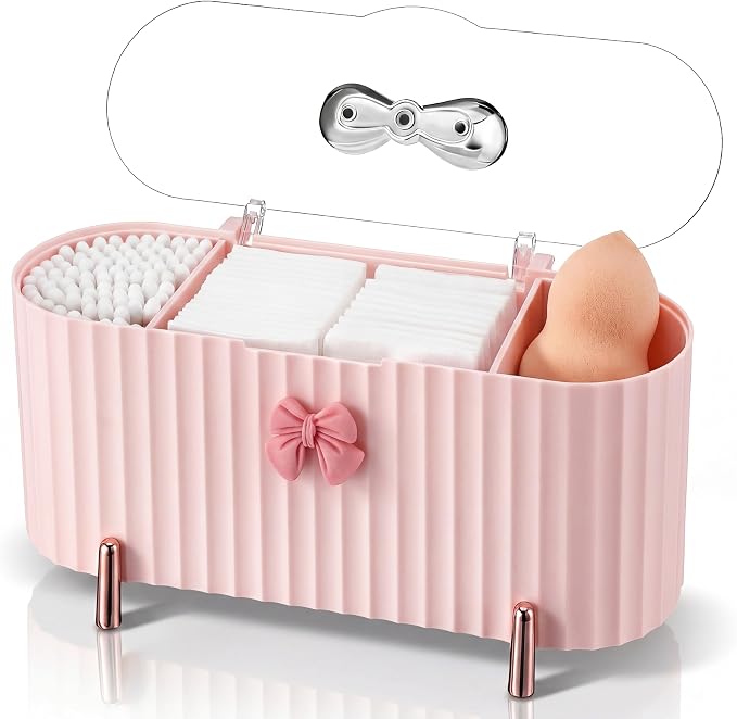 Hushee Coquette Makeup Organizer 3 Compartment Cotton Pad Compatible by Hushee