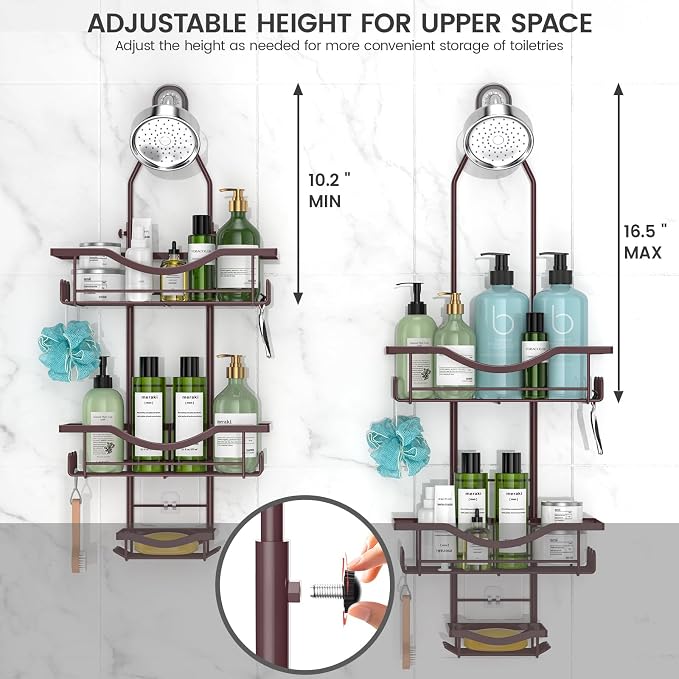 REINHARDT Adjustable Shower Caddy Hanging Over Shower Head - Image 2