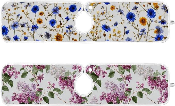Cornflower Sunflower White Pink Lilac Sink Mat - Image 2