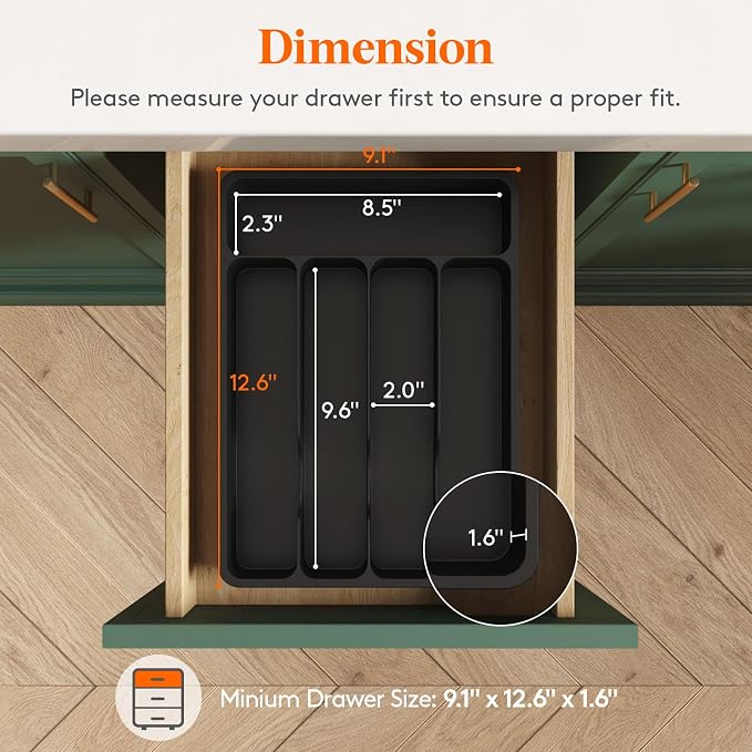 Lifewit Silverware Drawer Organizer Tray, Cutlery Storage - Image 2