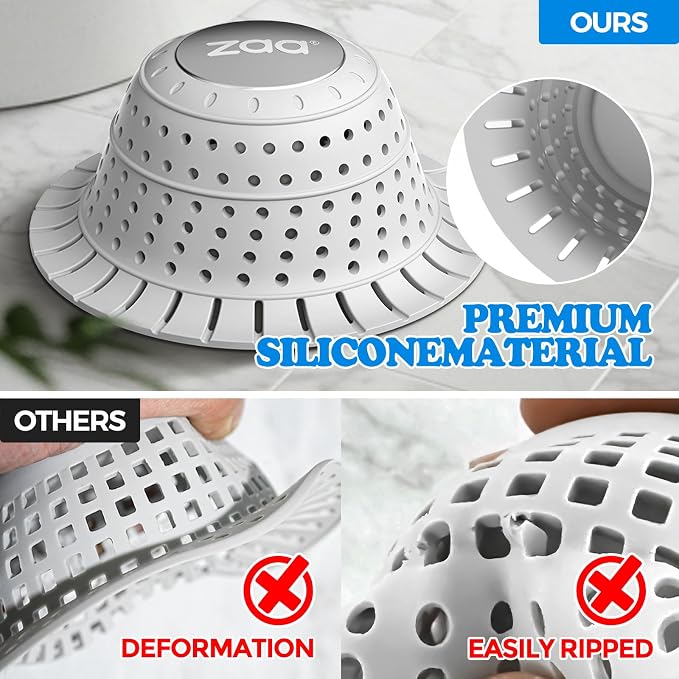 Bathtub Drain Strainer Silicone Bathroom Stopper Fixture Accessories | White - Image 4