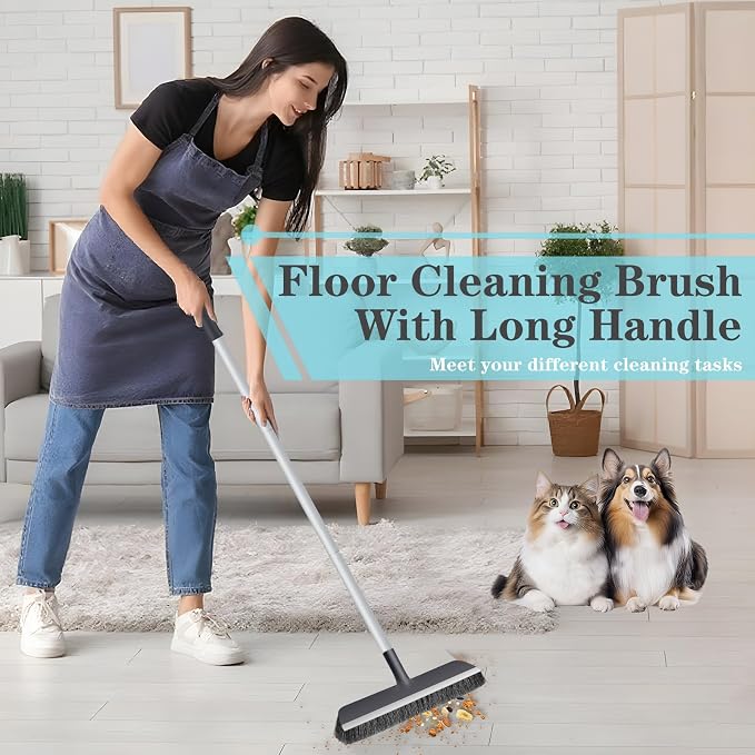 Floor Scrub Brush for Cleaning Bathroom, Garage and Deck | Adjustable Long - Image 3