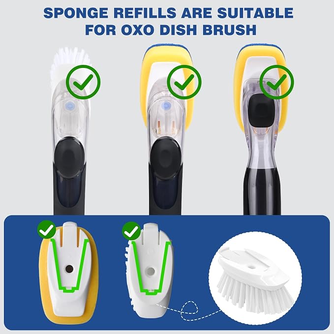 Sponge Brush Refills for OXO Soap Dispensing Dish Brush 8 Pack Refill Heads | - Image 2