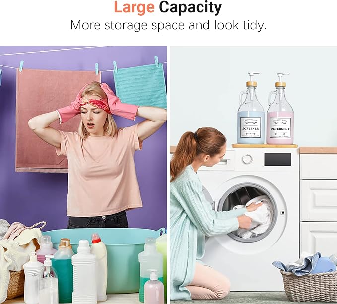 2 Pcs Glass Laundry Detergent Dispenser Bottle, 64 oz - Image 5