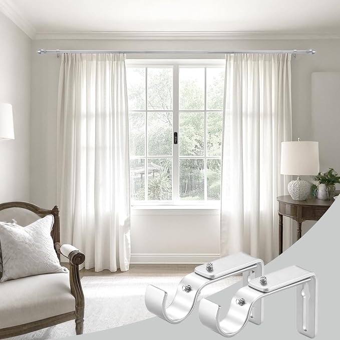 LLPJS Curtain Rod Bracket Adjustable, Drapery Rod Holder Hooks Support Hangers - Image 5