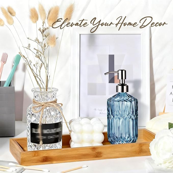 COHOSEGE 17 Oz Blue Glass Kitchen Soap Dispenser - Image 7