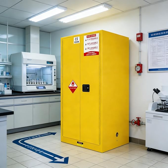 392 Gal Flammable Liquid Storage Cabinet with Double-Layer Alloy Steel, Three-Point Locking System, Flammable Storage Cabinet for Factory, Laboratory, Garage Fire Safety Cabinet for Hazardous Storage