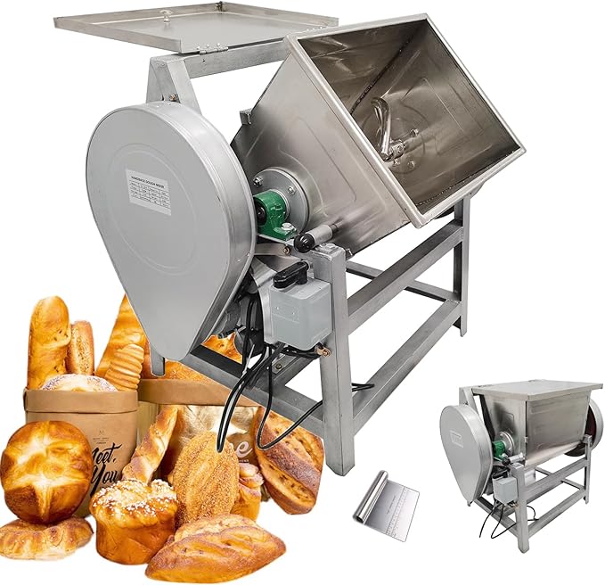 Commercial Dough Mixer, Electric Dough Mixing Machine,304 Stainless Steel Pizza Flour Dough Stand Mixer, Heavy Duty Flour Blender 1500W 30QT/15KG Kneading Capacity