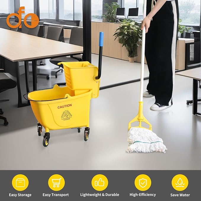Side Press Wringer Combo Commercial Floor Cleaning Mop Bucket on Wheels - Image 7
